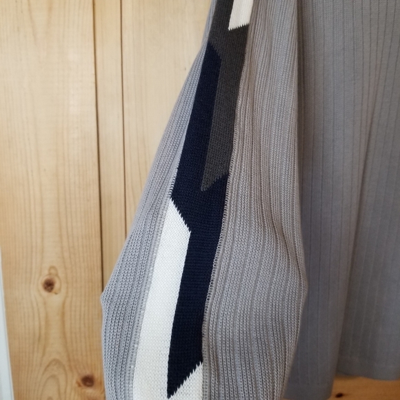 Vintage Transnine Ribbed Cotton Blend Knit Arm Stripe Crewneck Pull-On Sweater - Picture 4 of 11